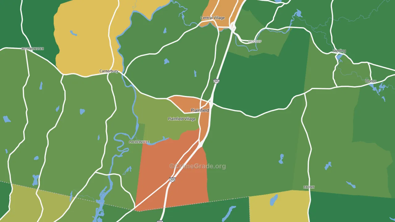 Plainfield, CT Map of Drug-Related Crime Rates