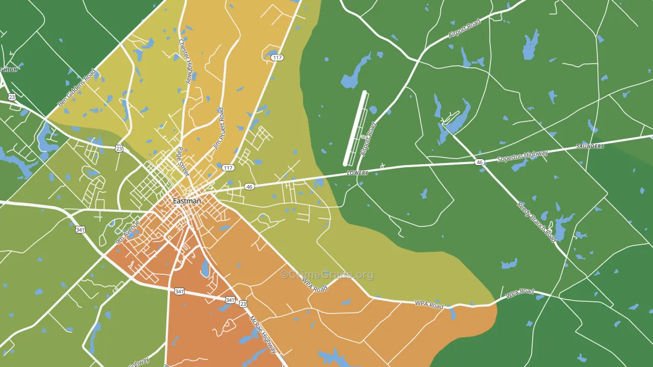 Plainfield, GA Map of Drug-Related Crime Rates