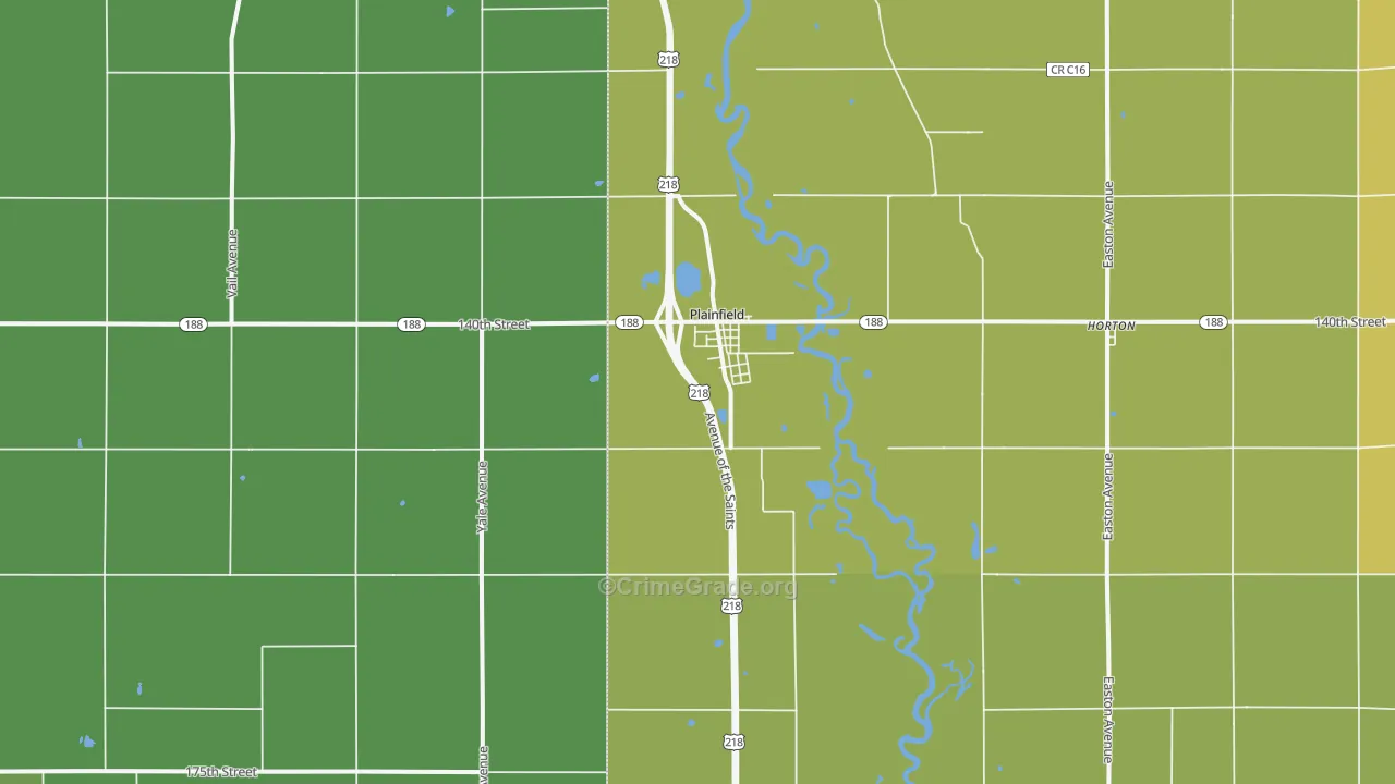 Plainfield, IA Map of Drug-Related Crime Rates