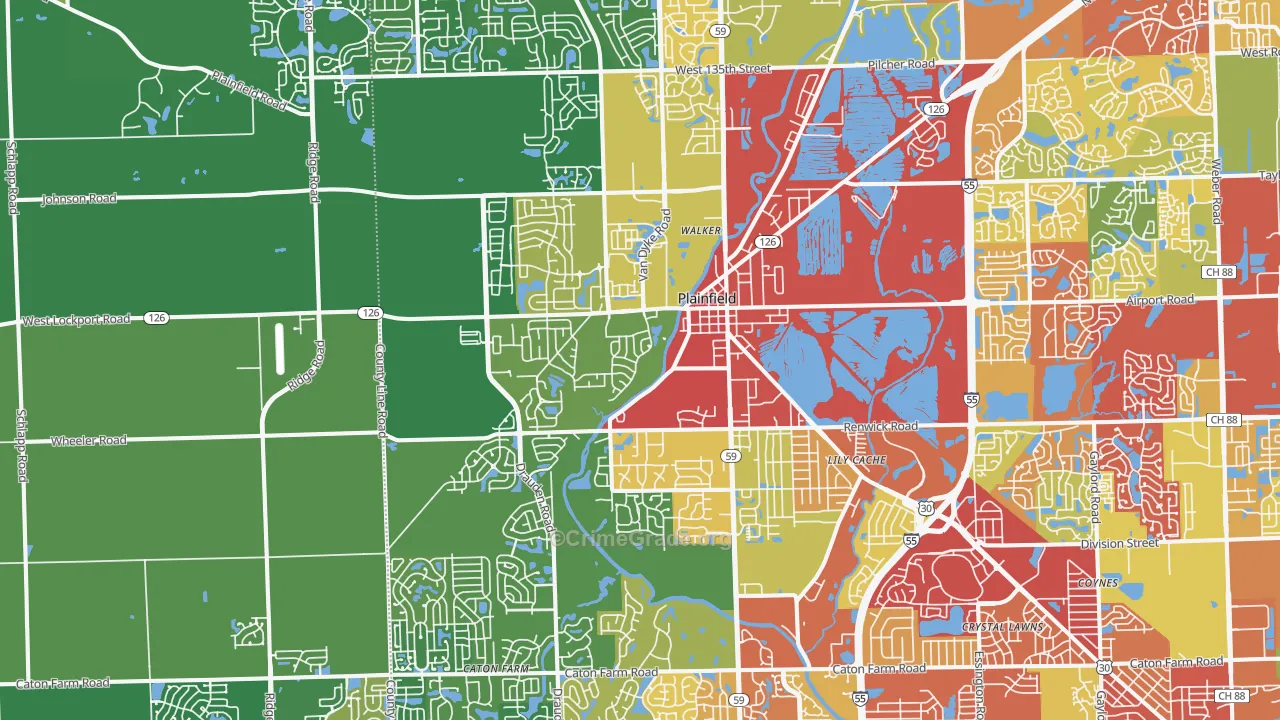 Plainfield, IL Map of Drug-Related Crime Rates