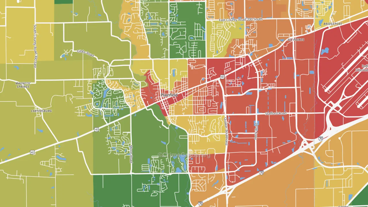 Plainfield, IN Map of Drug-Related Crime Rates