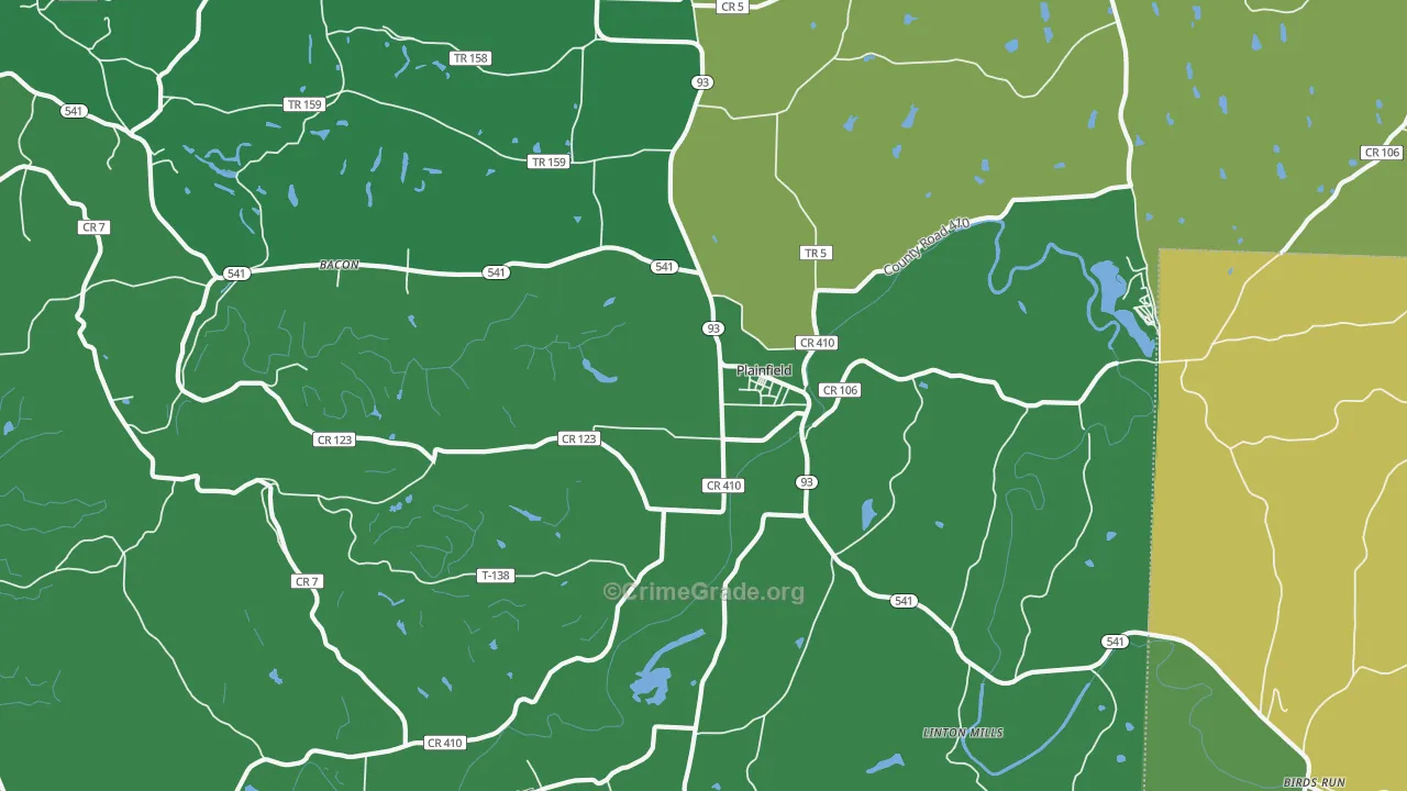 Plainfield, OH Map of Drug-Related Crime Rates