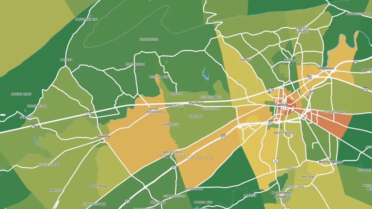 Plainfield, PA Map of Drug-Related Crime Rates