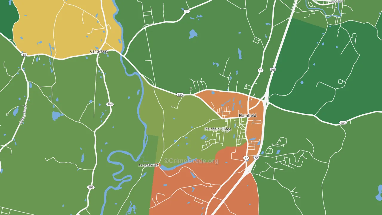 Plainfield Village, CT Map of Drug-Related Crime Rates