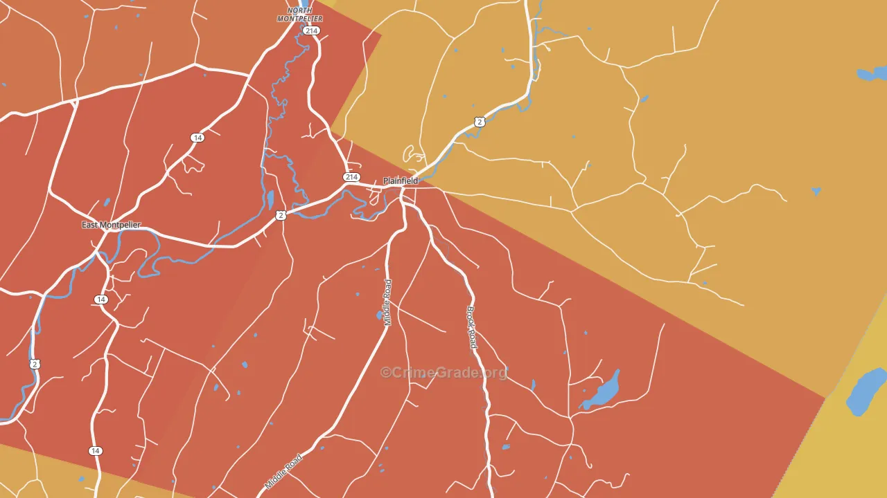 Plainfield, VT Map of Drug-Related Crime Rates