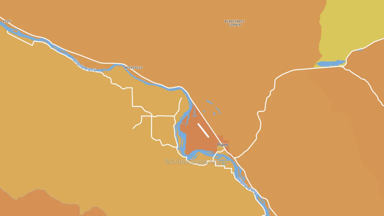 Plains, MT Map of Drug-Related Crime Rates