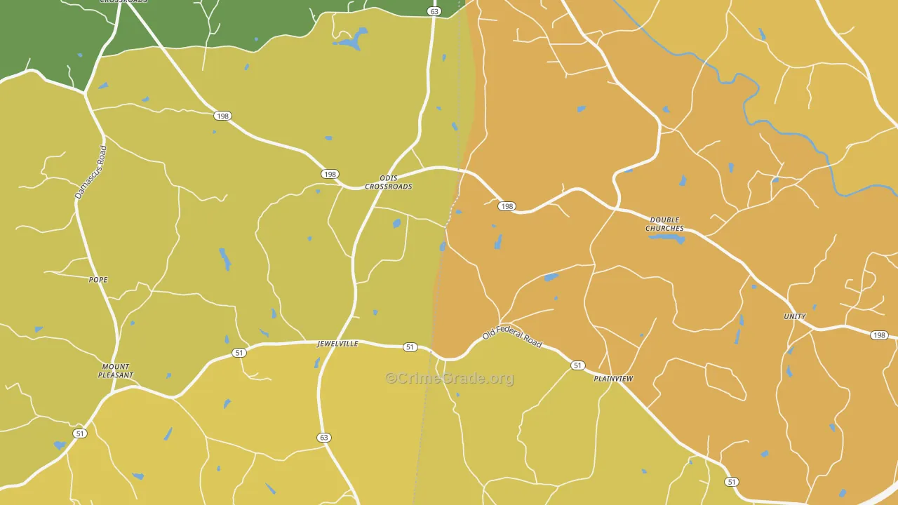 Plainview, GA Map of Drug-Related Crime Rates