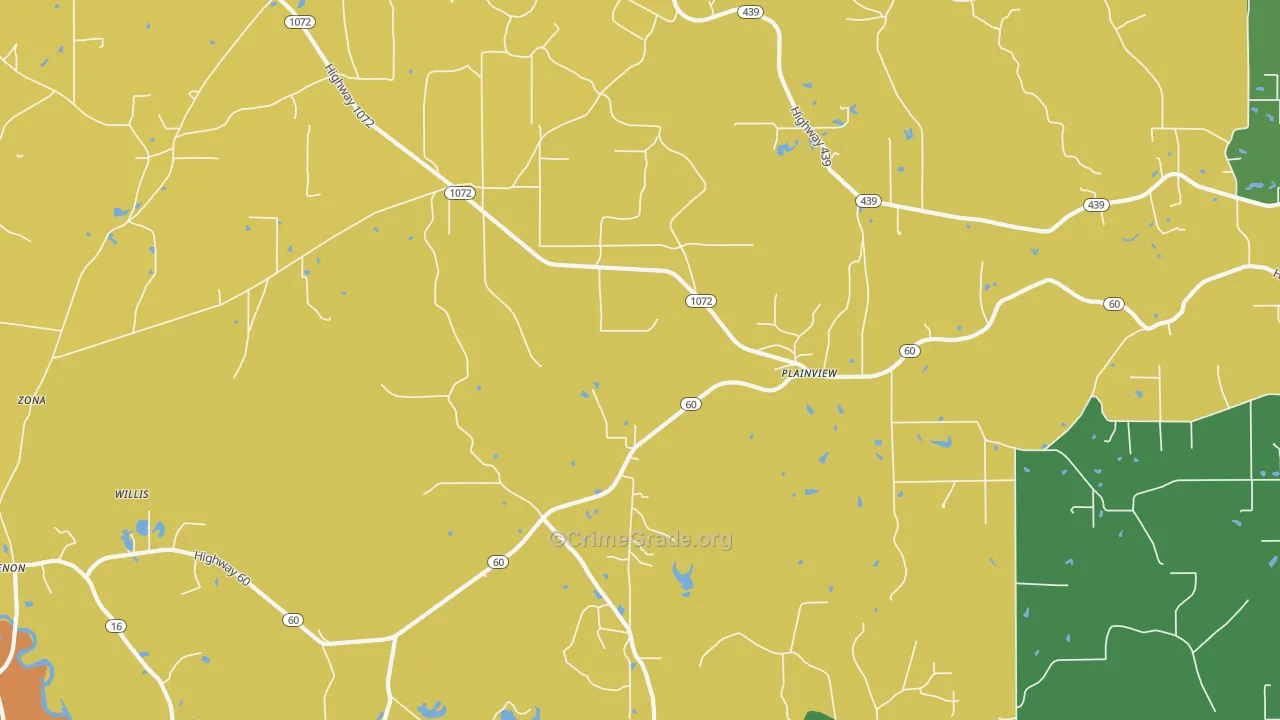 Plainview, LA Map of Drug-Related Crime Rates