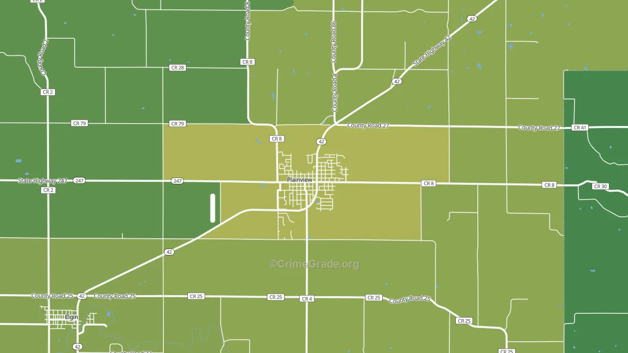 Plainview, MN Map of Drug-Related Crime Rates
