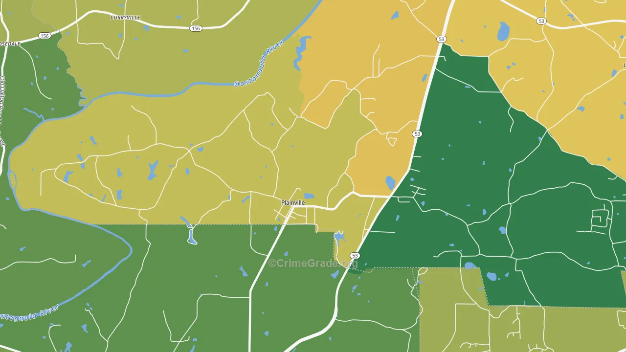 Plainville, GA Map of Drug-Related Crime Rates