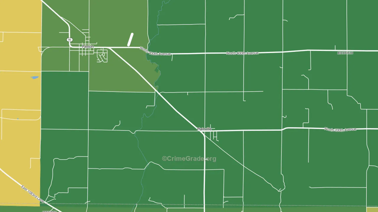 Plainville, IL Map of Drug-Related Crime Rates