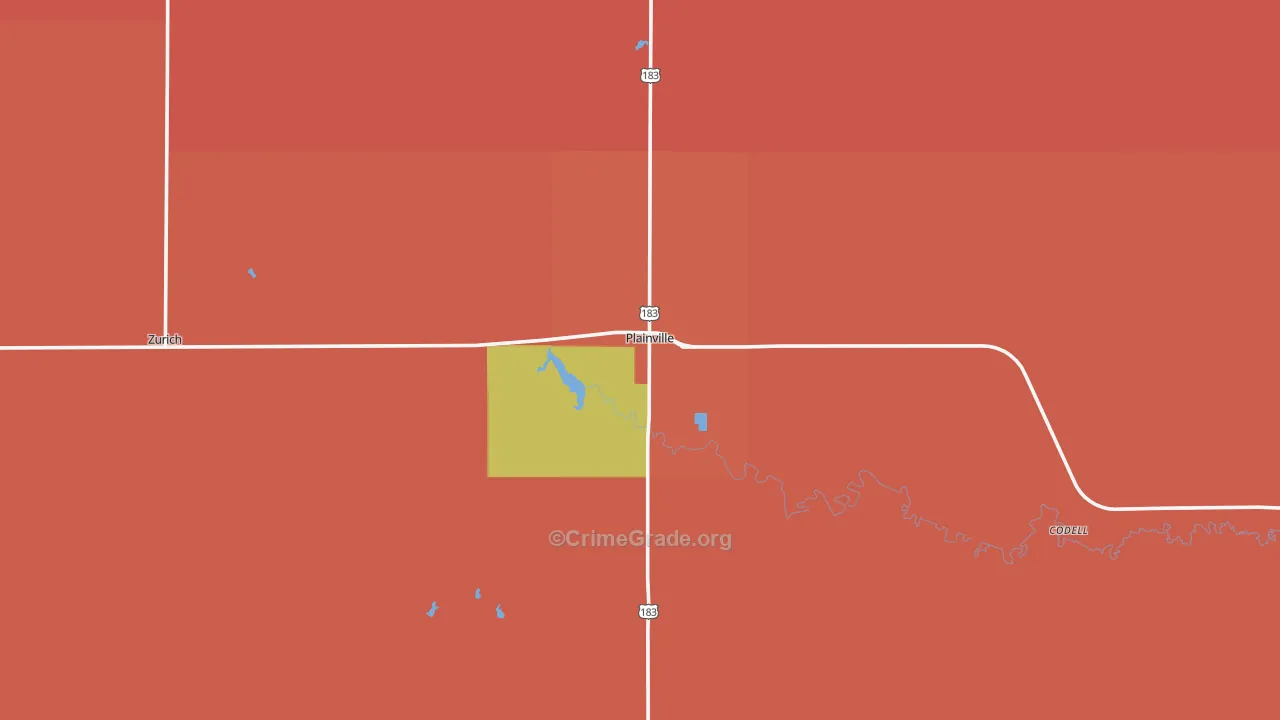 Plainville, KS Map of Drug-Related Crime Rates