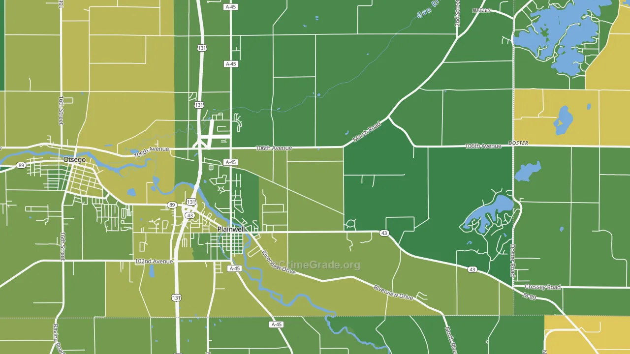 Plainwell, MI Map of Drug-Related Crime Rates