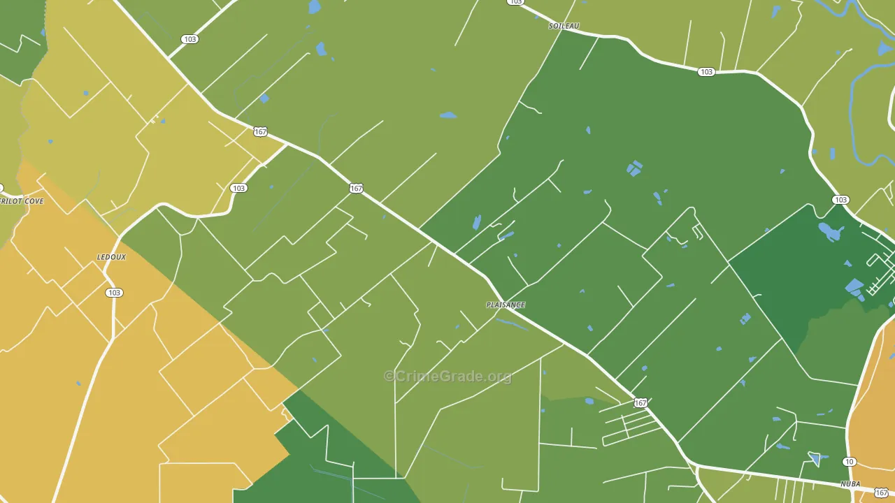 Plaisance, LA Map of Drug-Related Crime Rates
