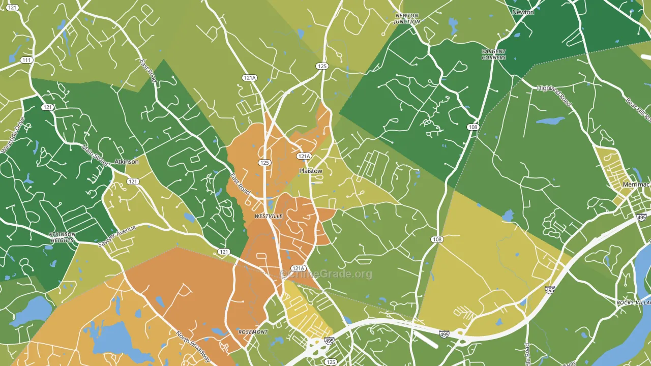 Plaistow, NH Map of Drug-Related Crime Rates