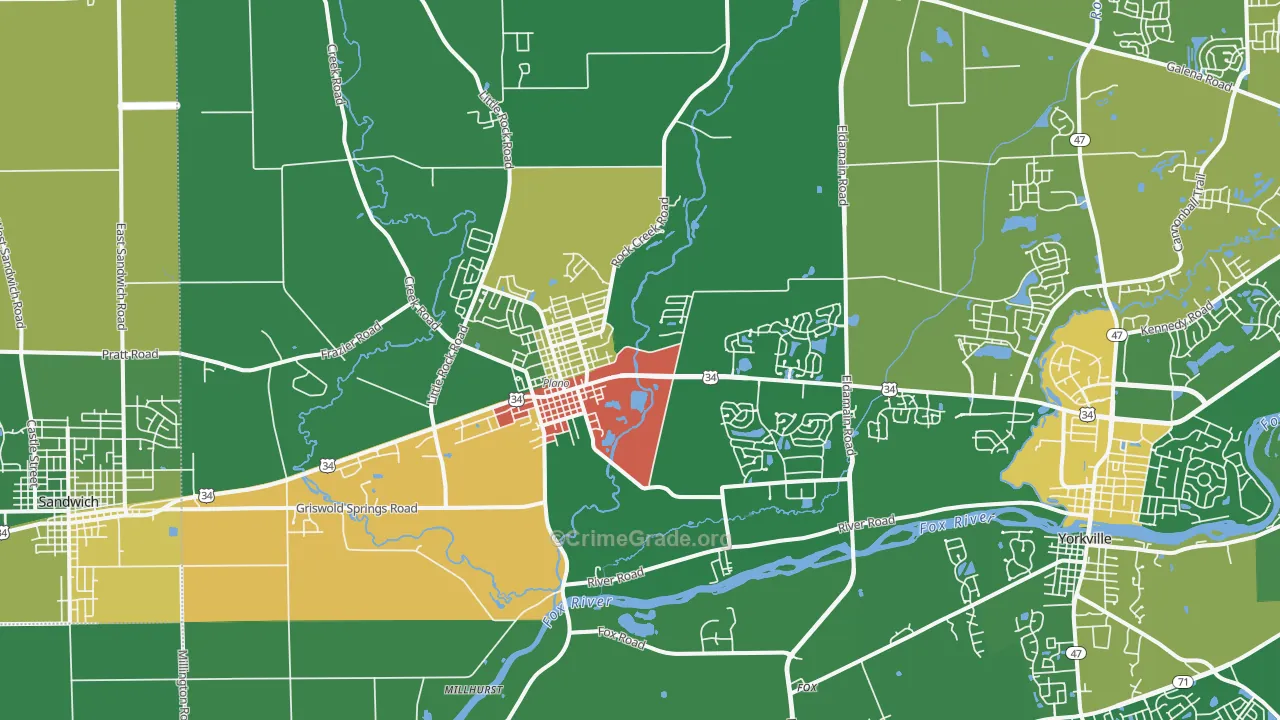 Plano, IL Map of Drug-Related Crime Rates