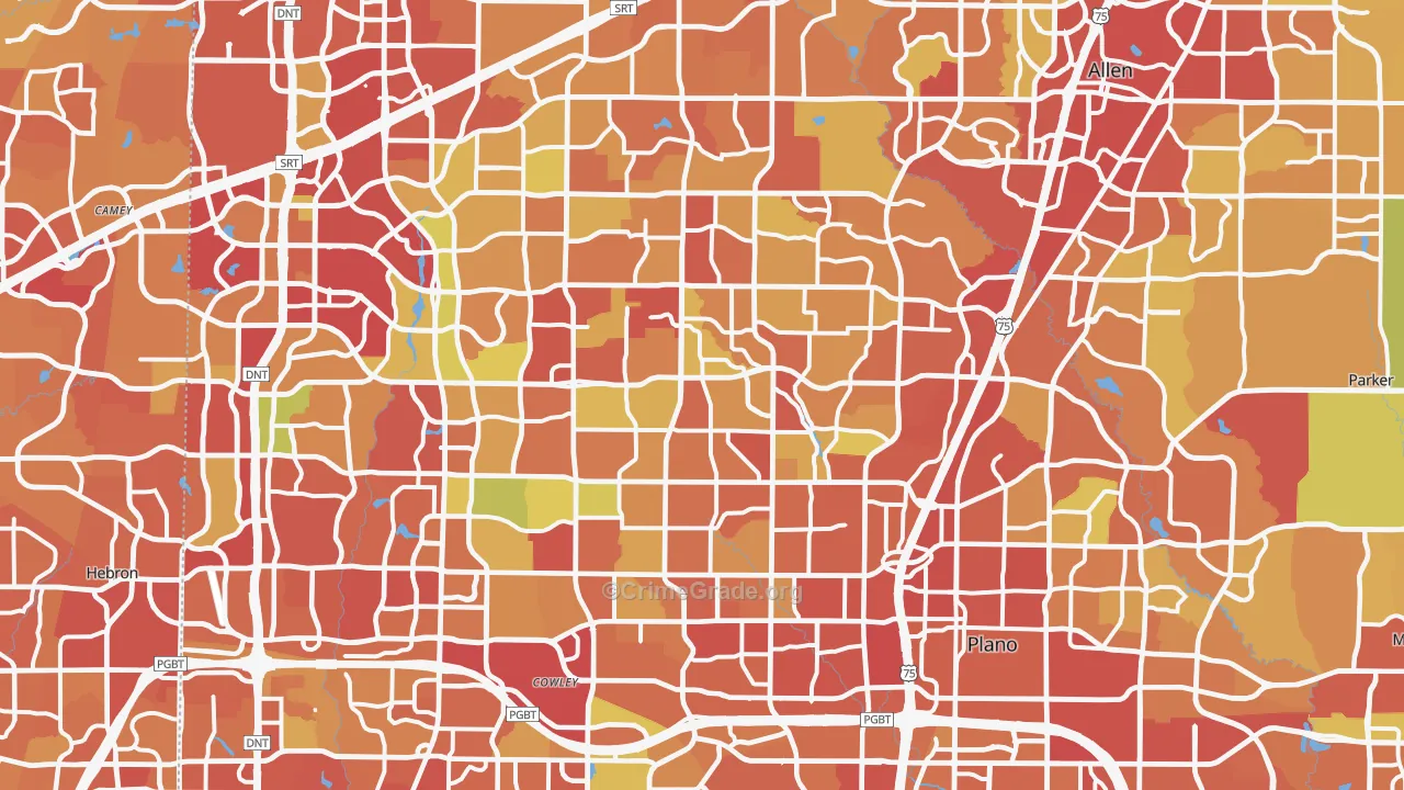 Plano, TX Map of Drug-Related Crime Rates