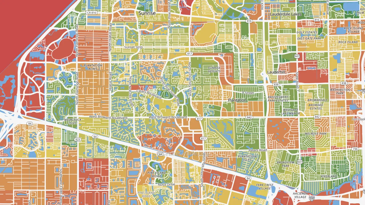 Plantation, FL Map of Drug-Related Crime Rates
