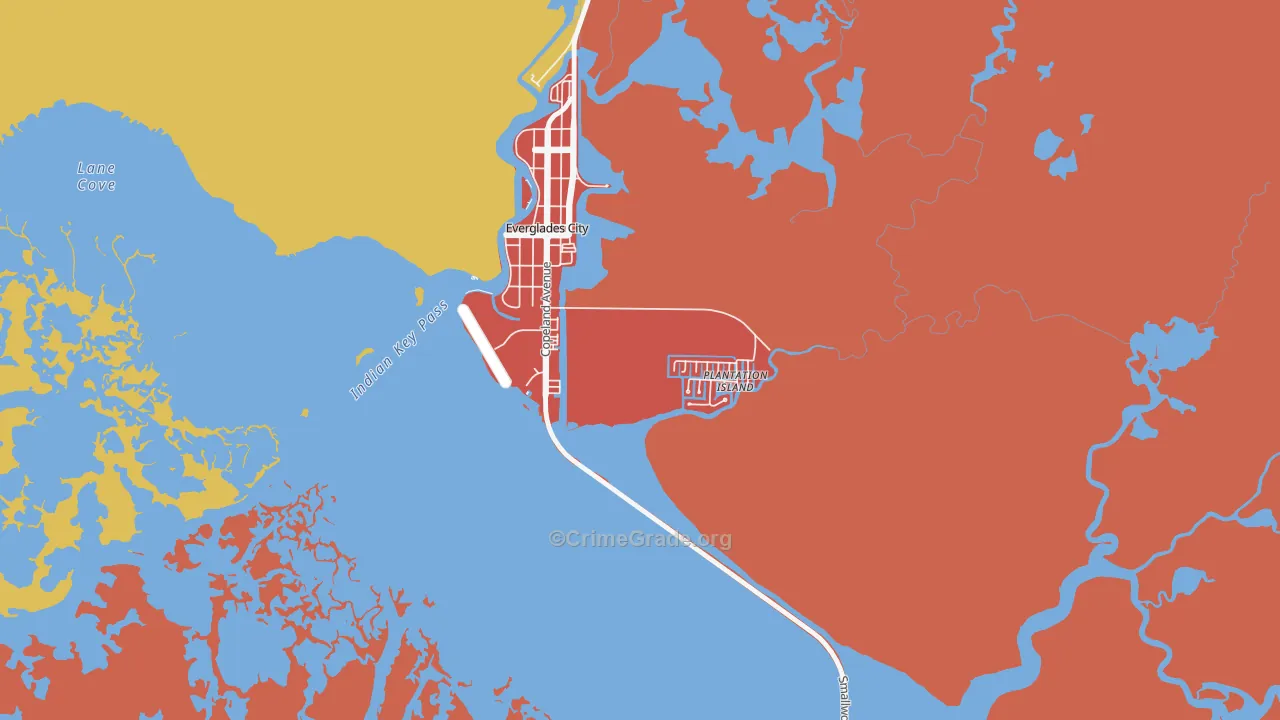 Plantation Island, FL Map of Drug-Related Crime Rates