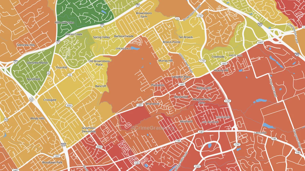 Plantation, KY Map of Drug-Related Crime Rates