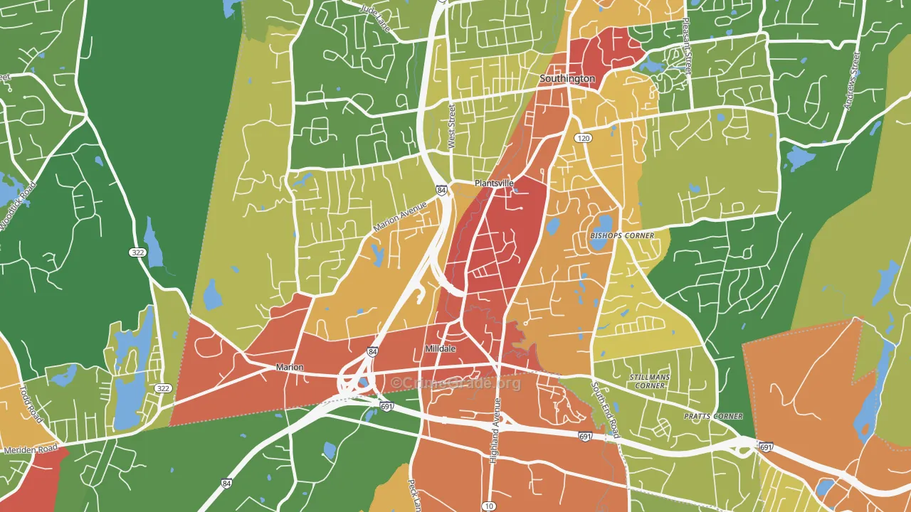 Plantsville, CT Map of Drug-Related Crime Rates