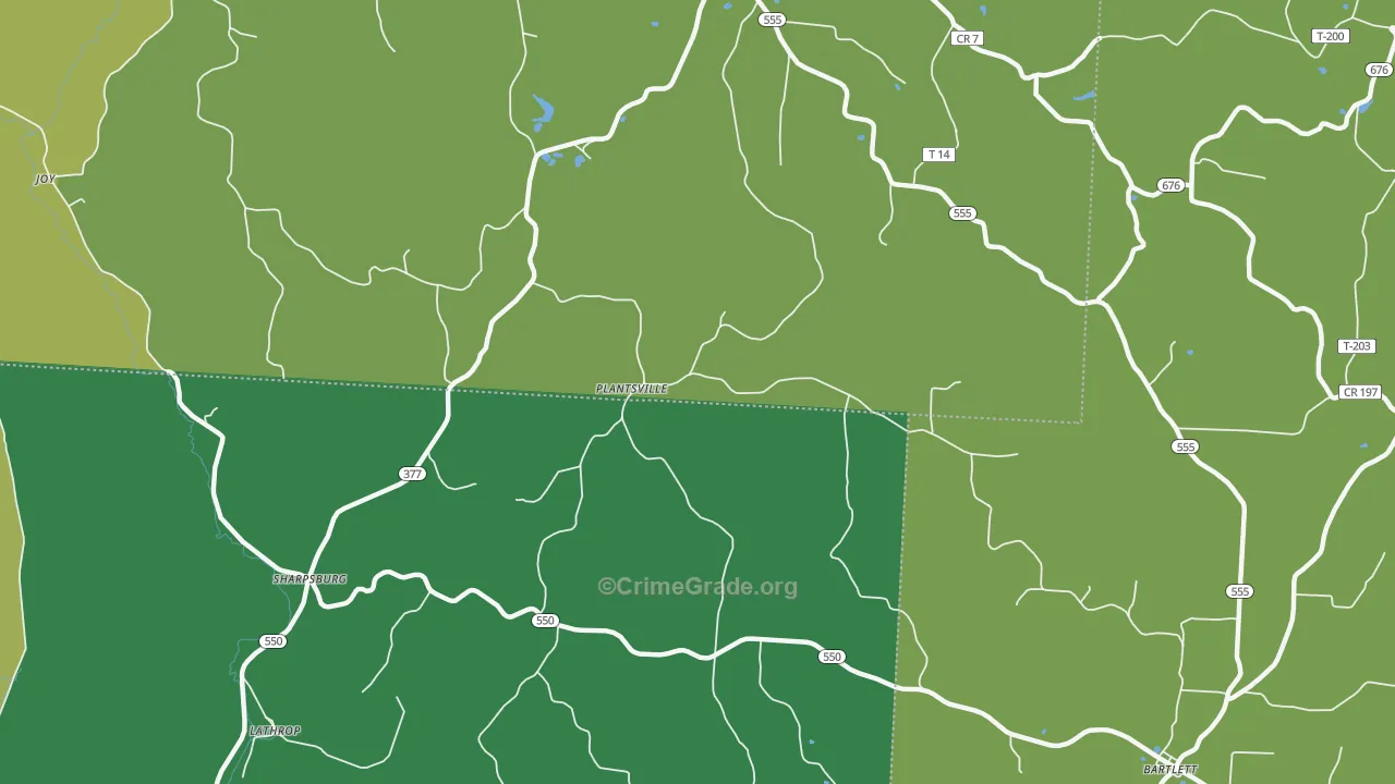 Plantsville, OH Map of Drug-Related Crime Rates