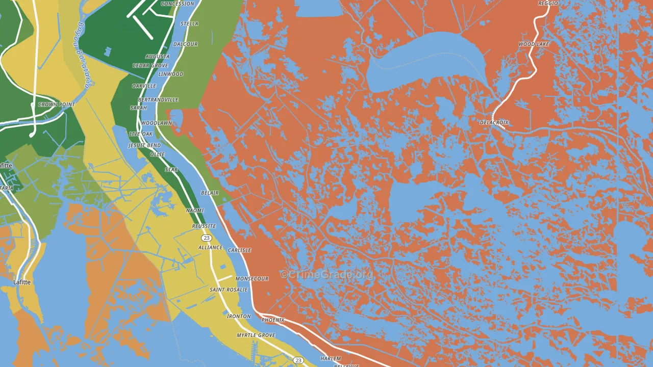 Plaquemines Parish, LA Map of Drug-Related Crime Rates