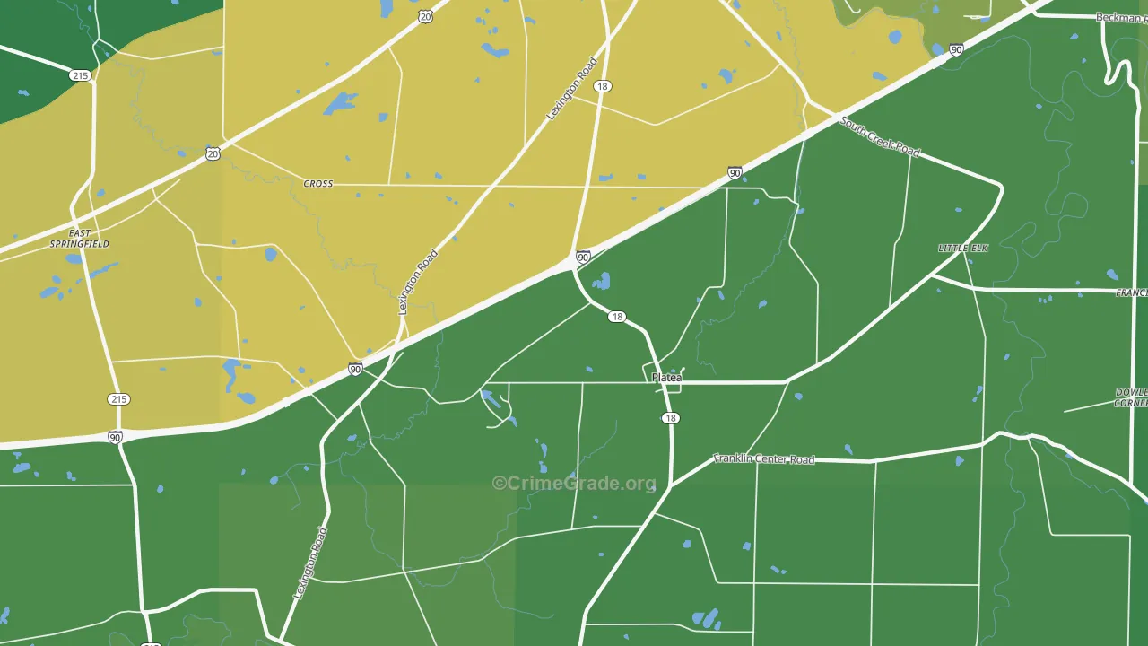 Platea, PA Map of Drug-Related Crime Rates