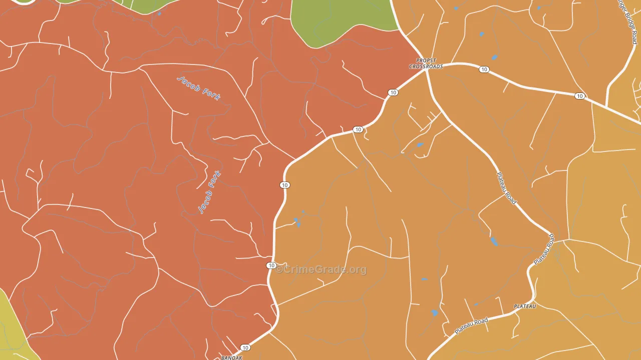 Plateau, NC Map of Drug-Related Crime Rates
