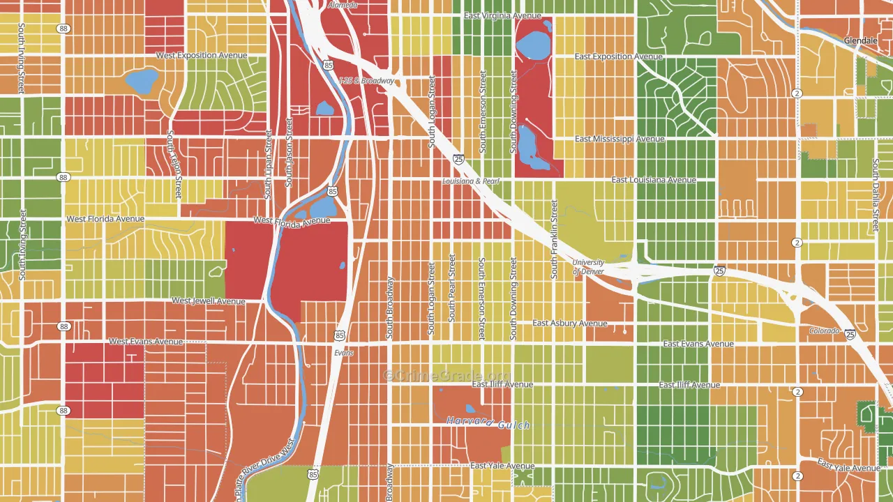 Platt Park, Denver, CO Map of Drug-Related Crime Rates