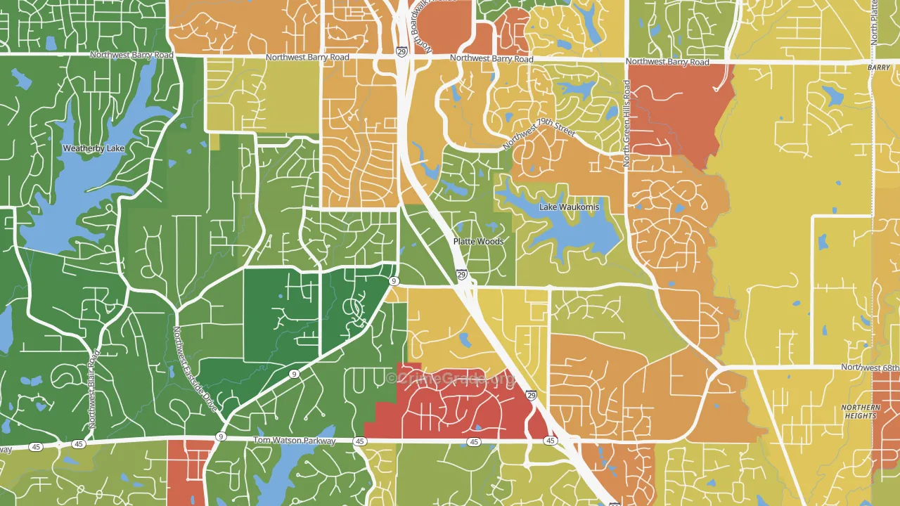 Platte Woods, MO Map of Drug-Related Crime Rates