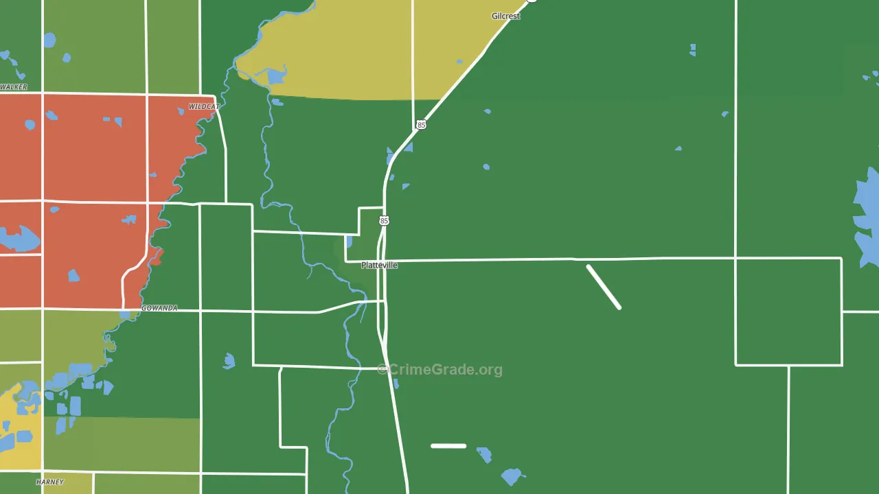 Platteville, CO Map of Drug-Related Crime Rates