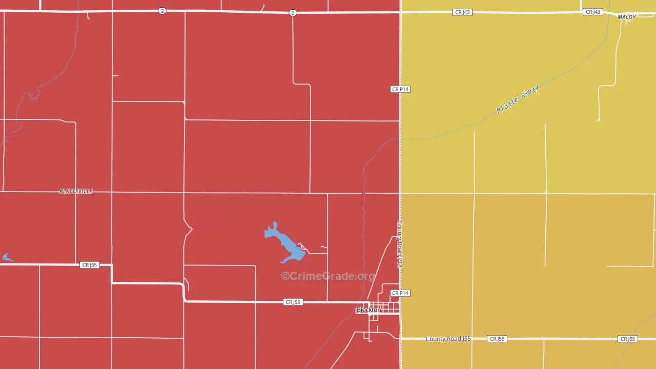 Platteville, IA Map of Drug-Related Crime Rates