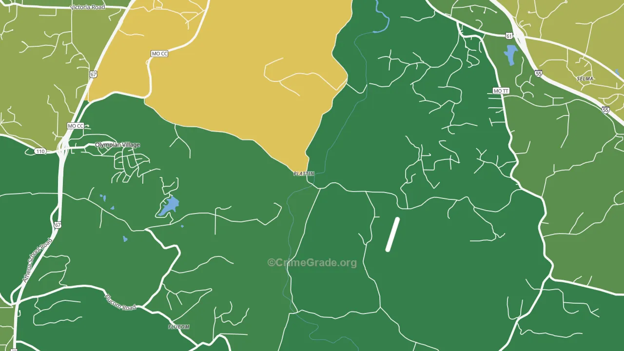 Plattin, MO Map of Drug-Related Crime Rates