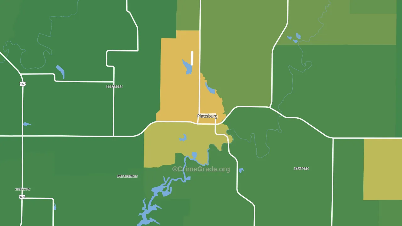 Plattsburg, MO Map of Drug-Related Crime Rates