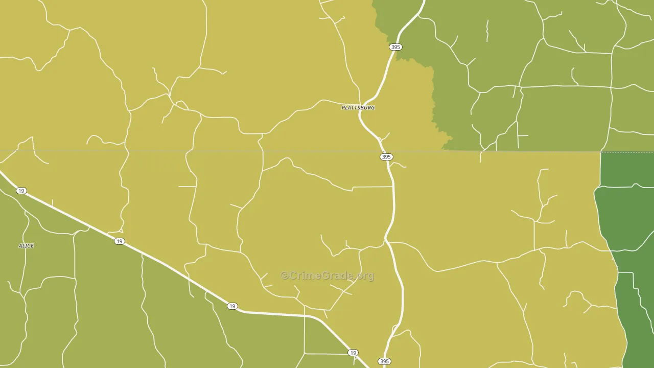 Plattsburgh, MS Map of Drug-Related Crime Rates