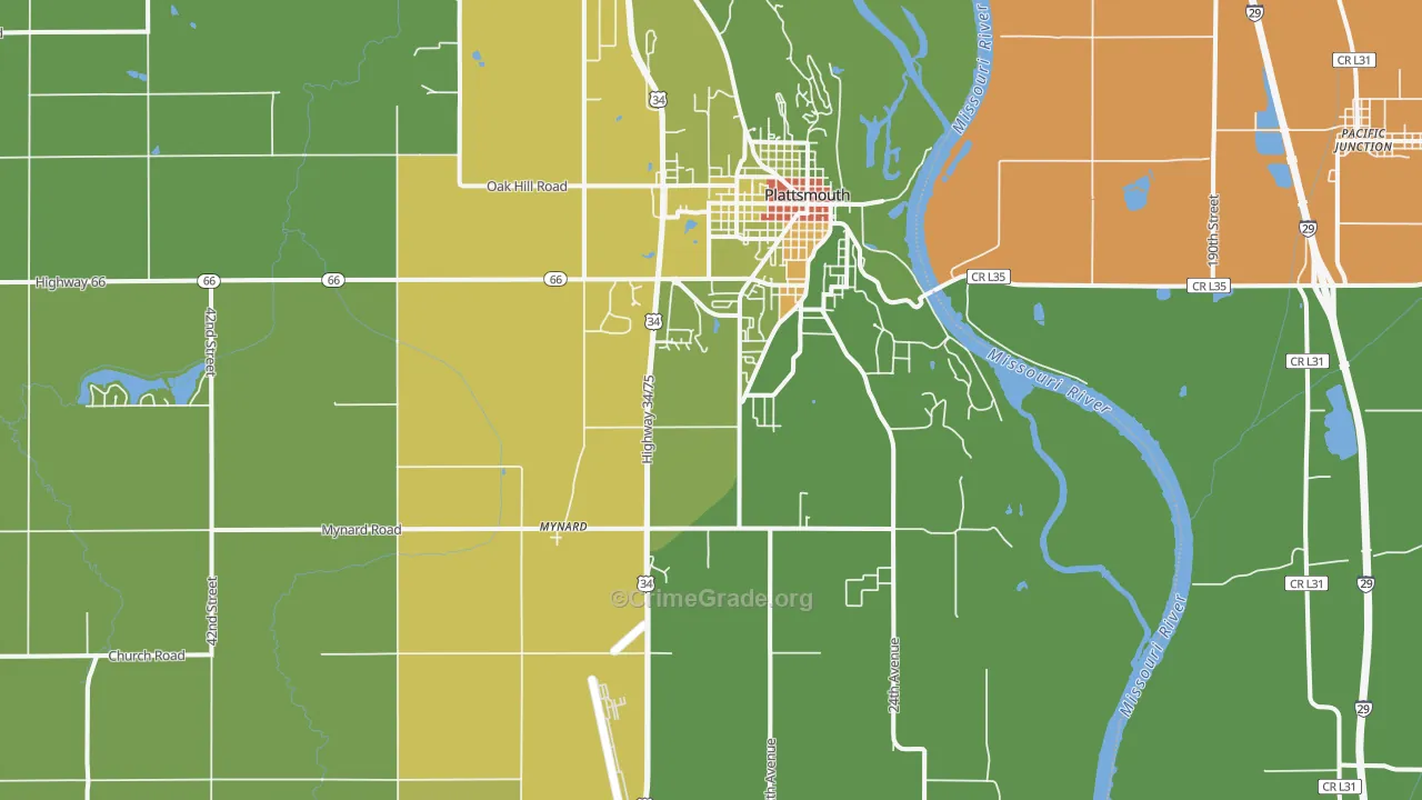 Plattsmouth, NE Map of Drug-Related Crime Rates