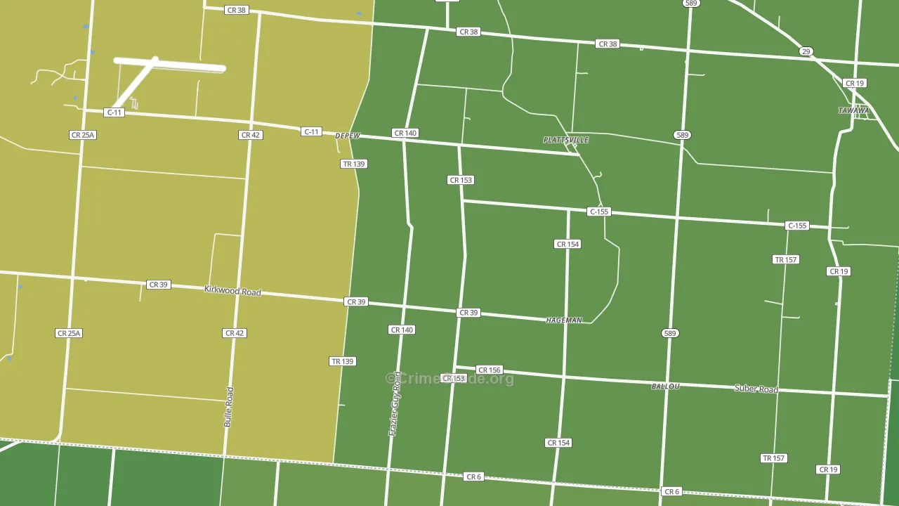 Plattsville, OH Map of Drug-Related Crime Rates