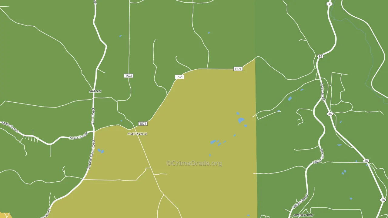 Plattsville, PA Map of Drug-Related Crime Rates