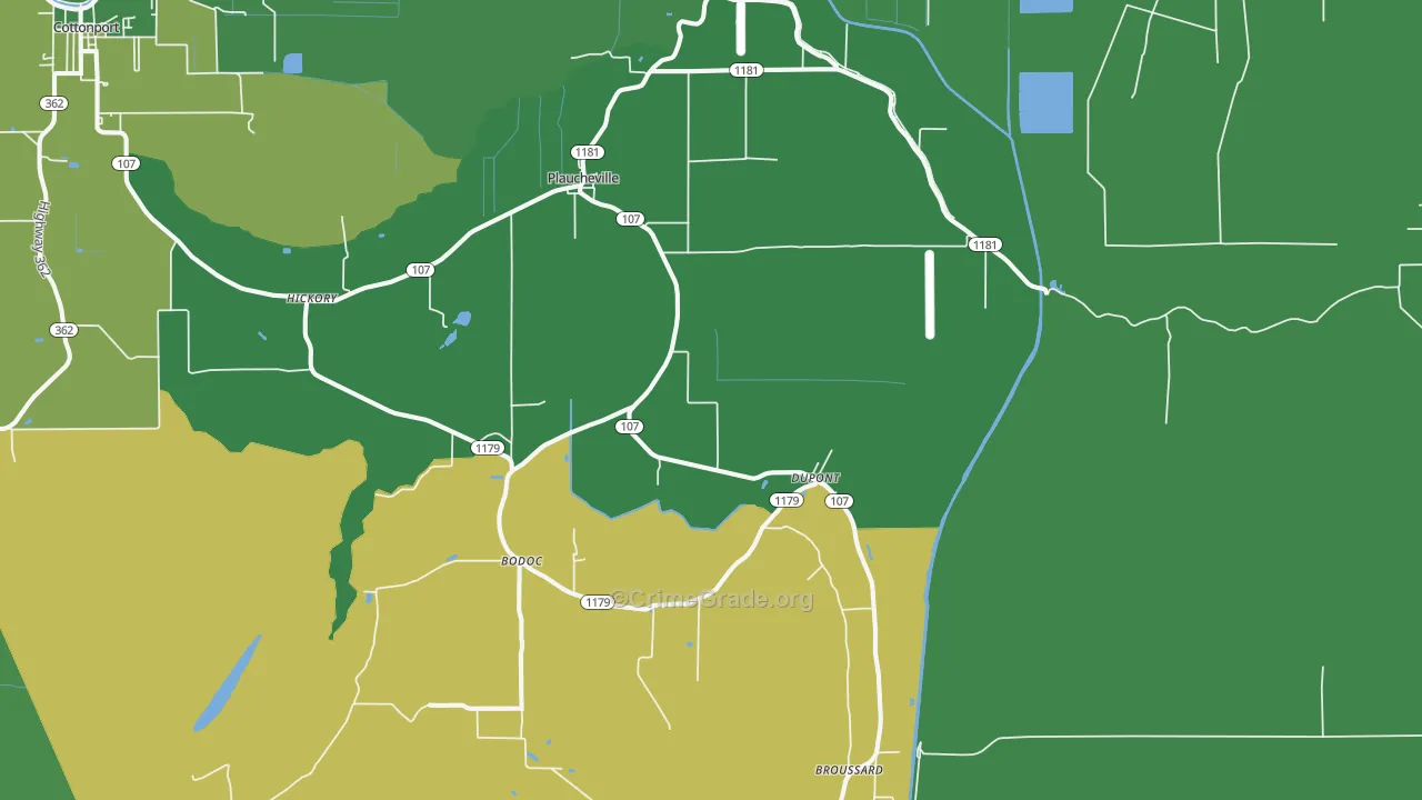 Plaucheville, LA Map of Drug-Related Crime Rates