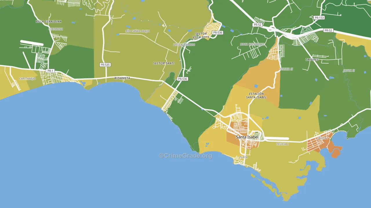 Playa Cortada, PR Map of Drug-Related Crime Rates