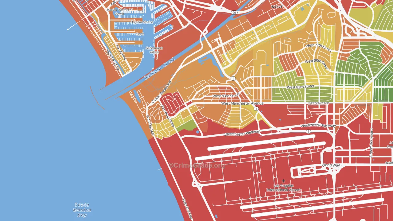 Playa del Ray, Playa Del Rey, CA Map of Drug-Related Crime Rates