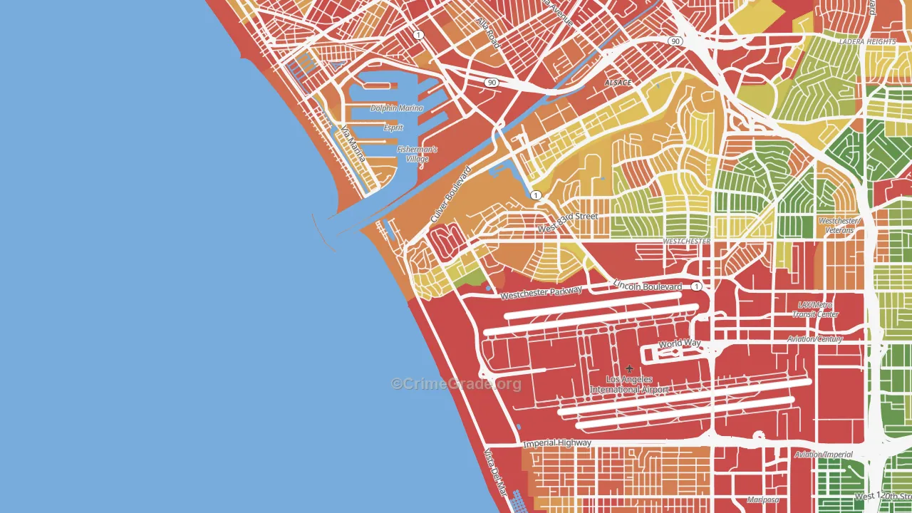 Playa Del Rey, CA Map of Drug-Related Crime Rates