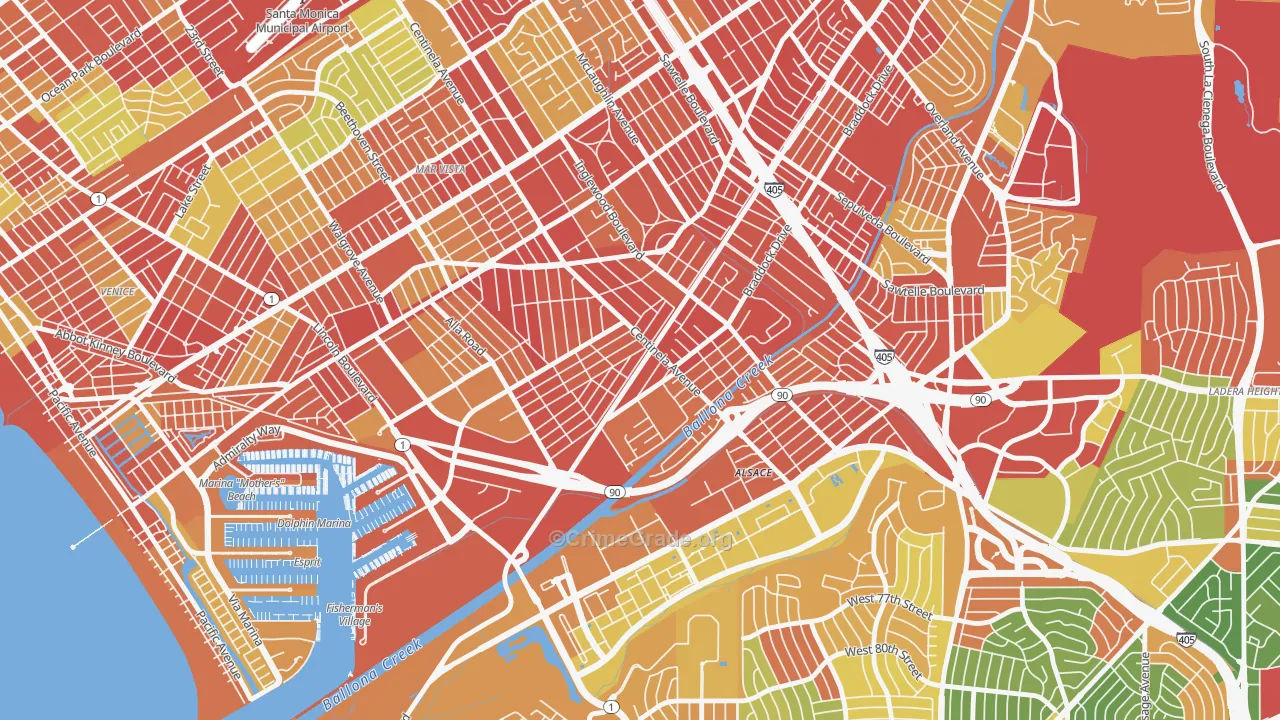 Playa Vista, Los Angeles, CA Map of Drug-Related Crime Rates