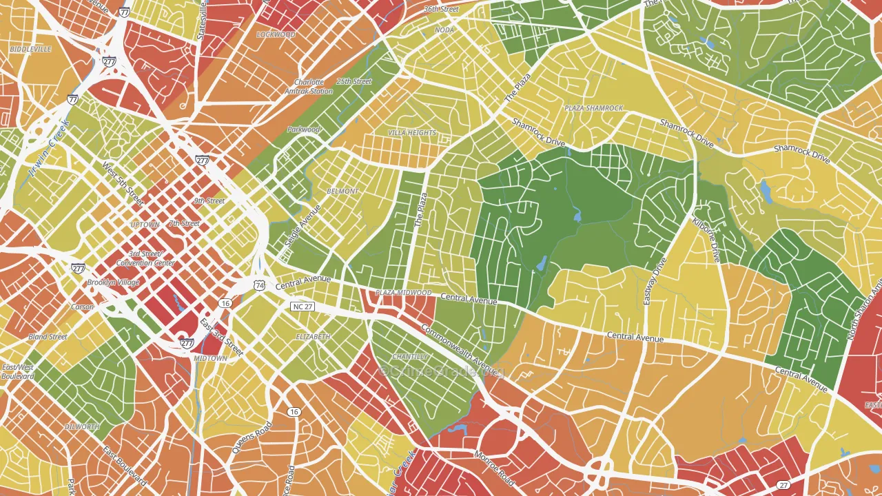 Plaza Midwood, Charlotte, NC Map of Drug-Related Crime Rates