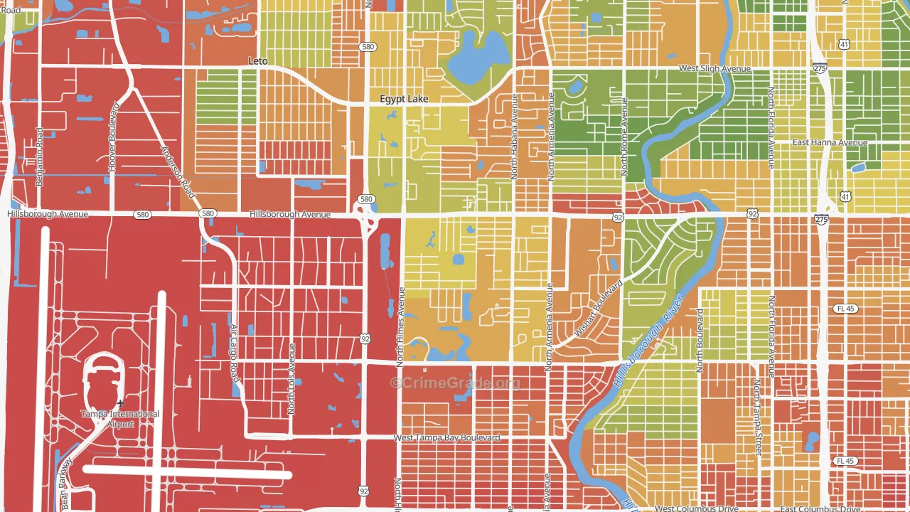 Plaza Terrace, Tampa, FL Map of Drug-Related Crime Rates