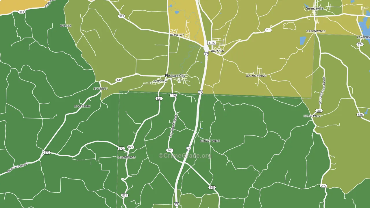 Pleasant City, OH Map of Drug-Related Crime Rates
