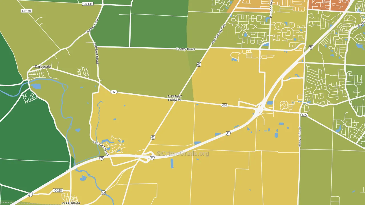 Pleasant Corners, OH Map of Drug-Related Crime Rates