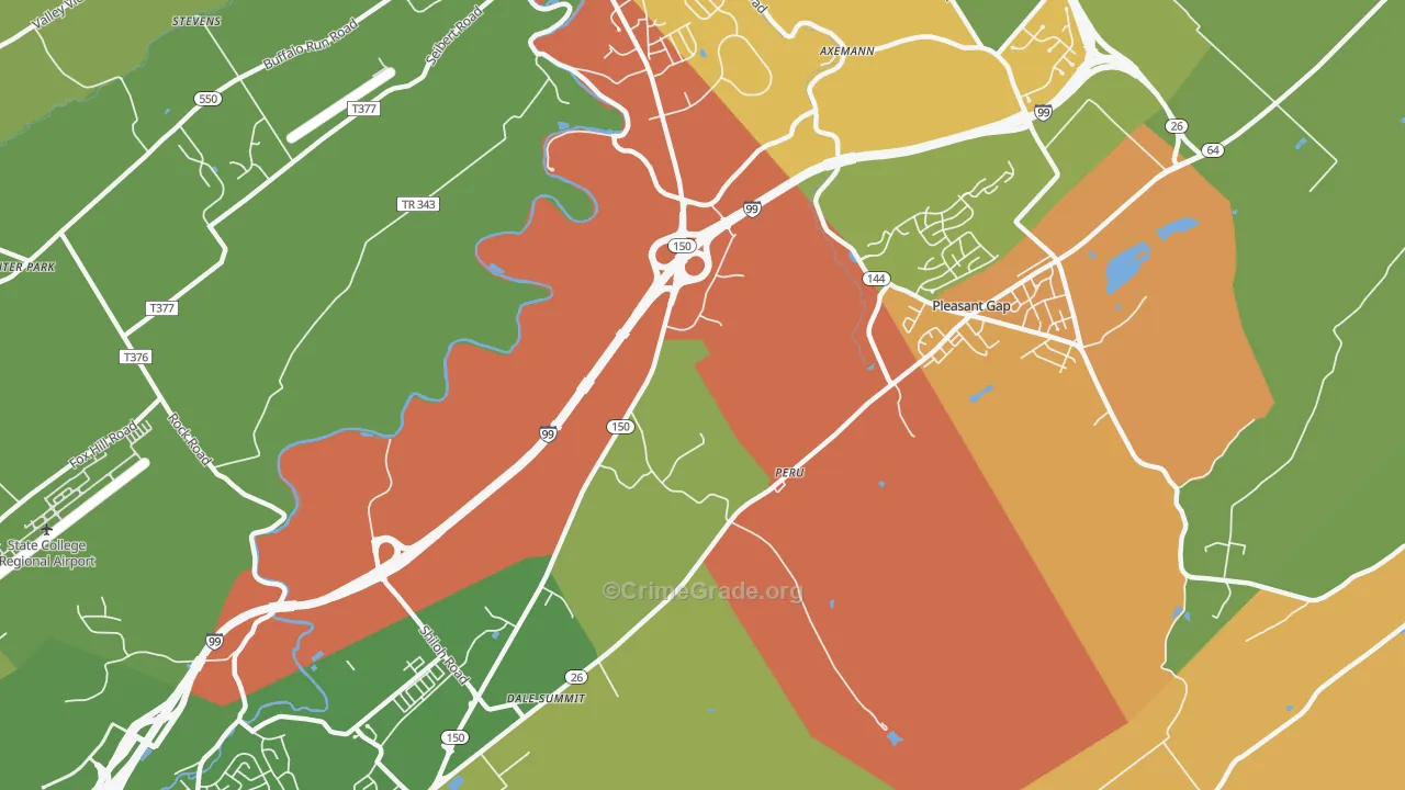 Pleasant Gap, PA Map of Drug-Related Crime Rates