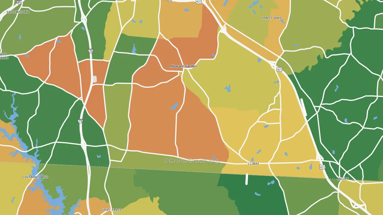 Pleasant Garden, NC Map of Drug-Related Crime Rates